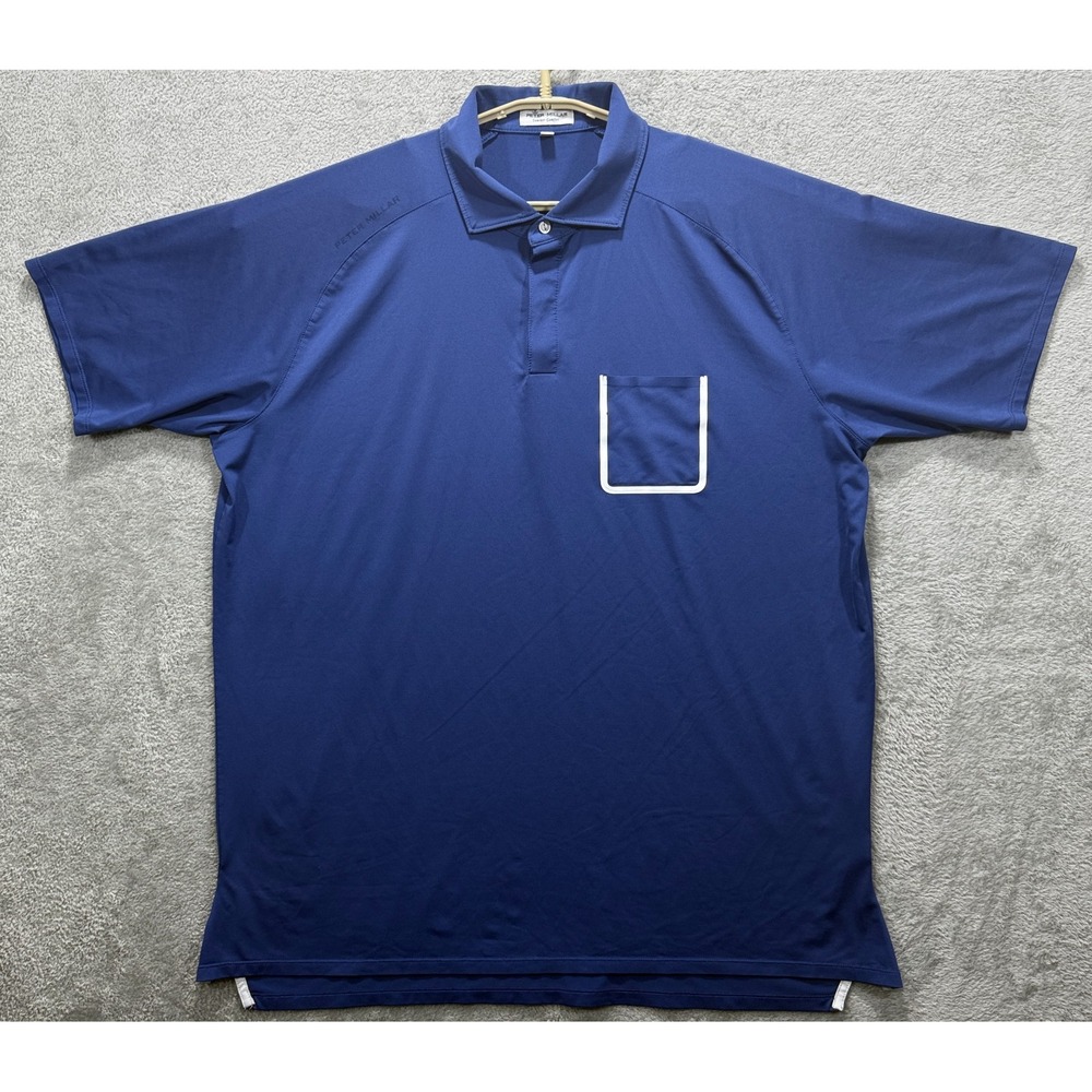 Peter Millar Mens XL Blue Forge Performance Jersey Golf Polo MF22EK110E